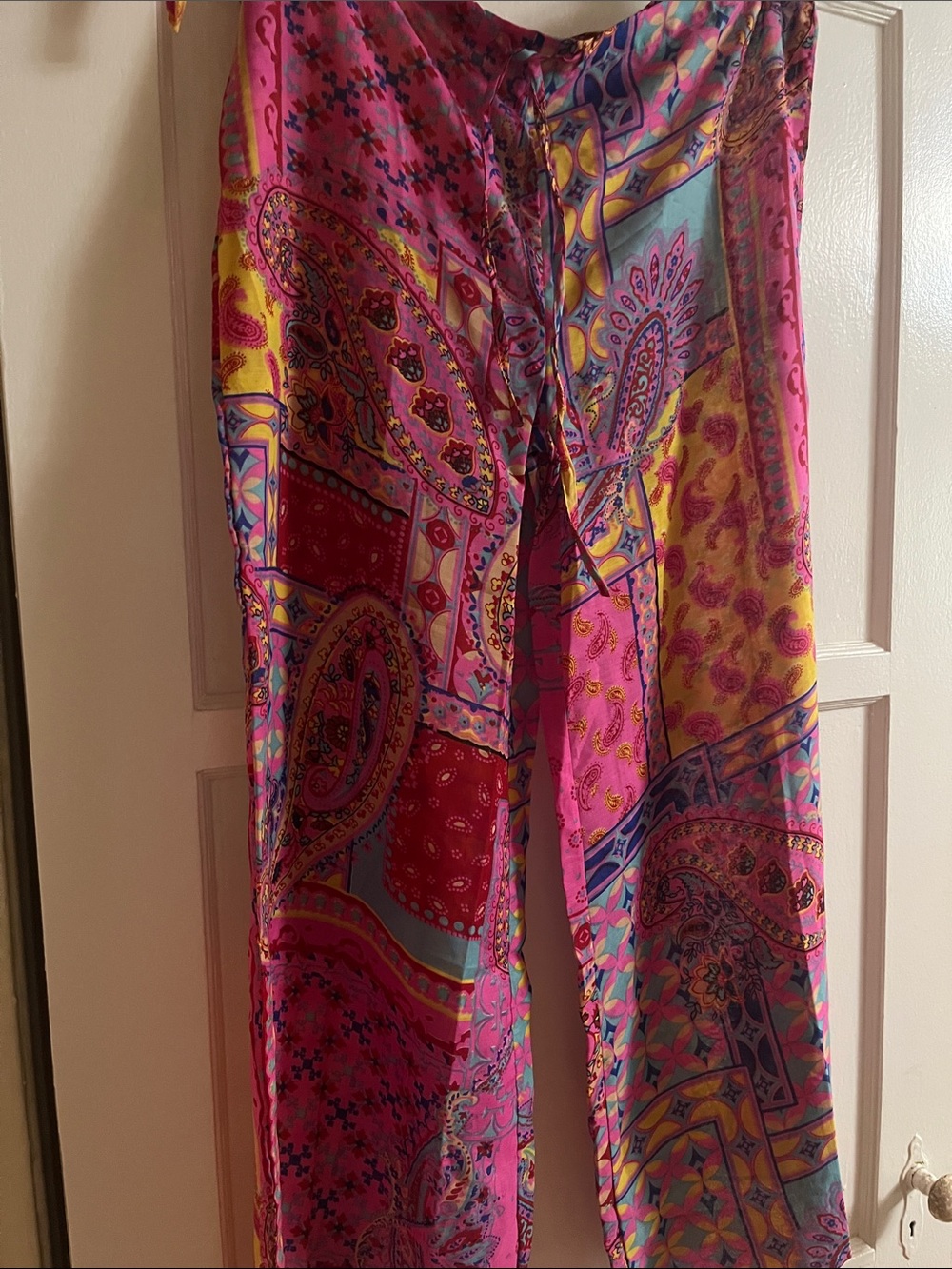 Raj Pink Paisley Print Wide-Leg Pants Size Medium NEW